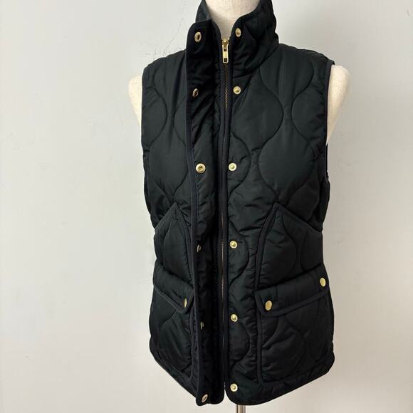 J.Crew Black Quilted Signature Puffer Vest Women’s S PrimaLoft Water Repellent - Picture 8 of 13